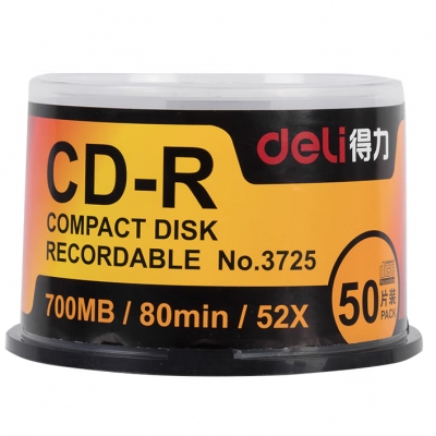 得力3725-CD-R光盤 50片/筒